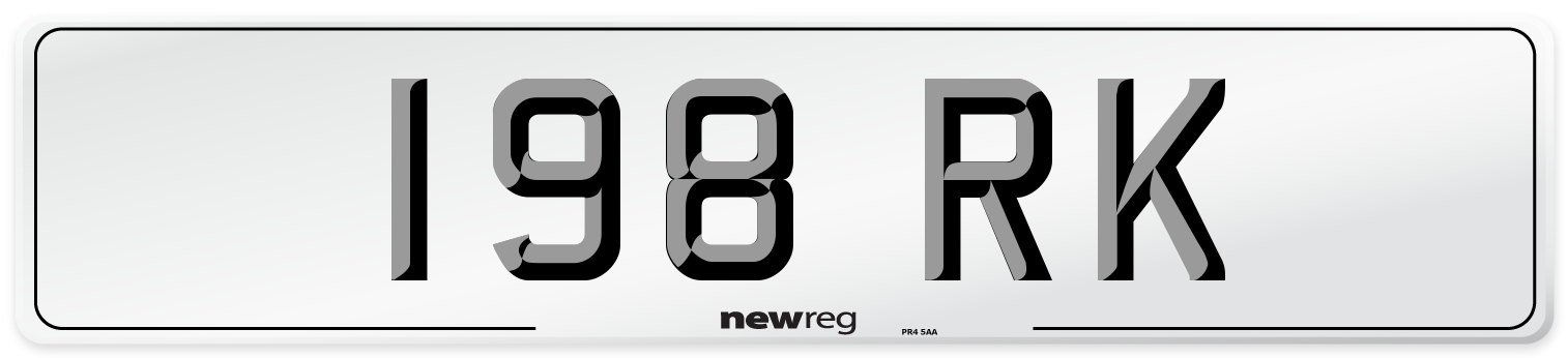 198 RK Number Plate from New Reg